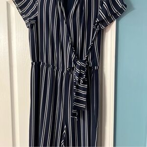 Michael Kors navy and white stripe jumpsuit